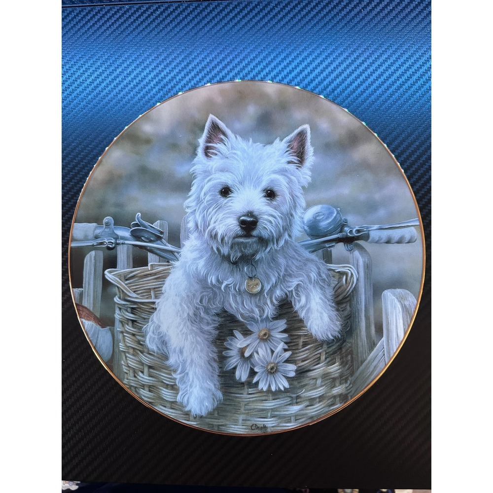 Danbury Mint "Hitching a Ride" West Highland Terrier Collector Plate No. B772 8"